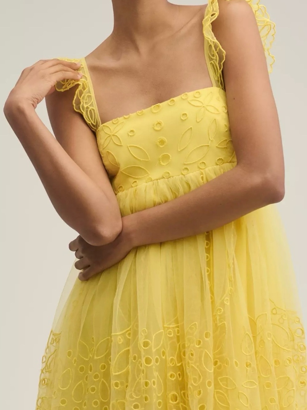 Anthropologie let me be eyelet tulle mini dress